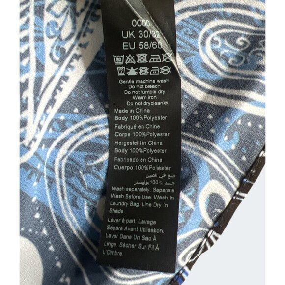 Avenue Plus Blue Paisley Keyhole Neck Blouse 3/4 Sleeve Plus Size 30/32 - Picture 6 of 13